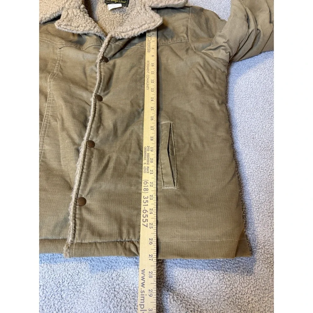 Vintage 80s Wrangler Wrange Coat Corduroy Sherpa Lined Men Large Tan Western USA